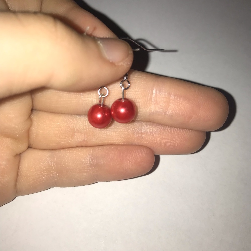 Red pearl earrings